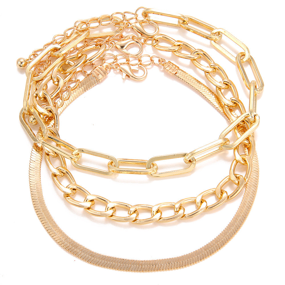 Korean Jewelry World Anklet Crossborder New Product Personality Korean Version Geometric Year Digital Simple Fashion Anklet Foot Jewelry