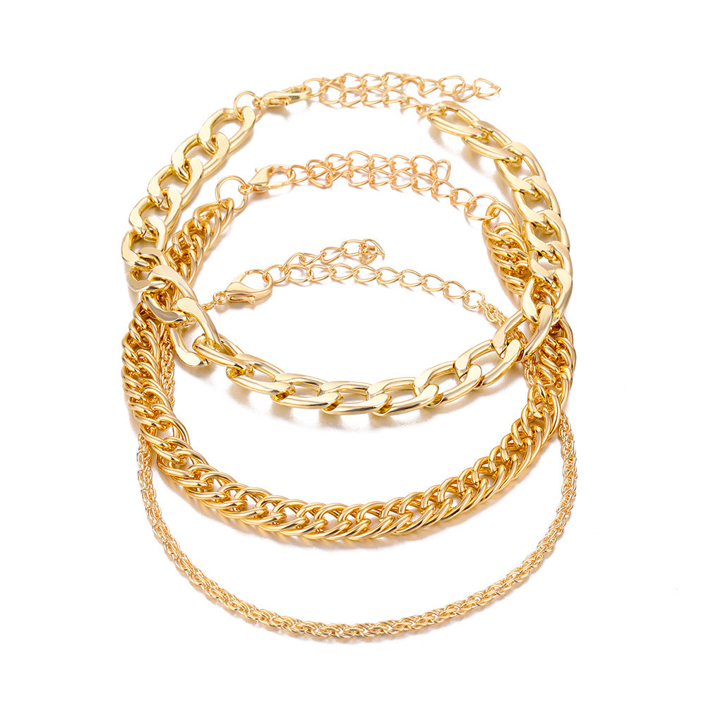 Korean Jewelry World Anklet Crossborder New Product Personality Korean Version Geometric Year Digital Simple Fashion Anklet Foot Jewelry