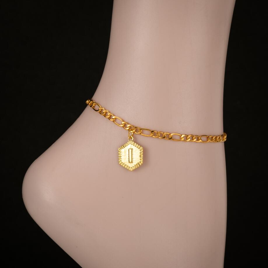 Pendant Anklet Ladies 26 Uppercase English Letters Hexagonal Anklet Accessories