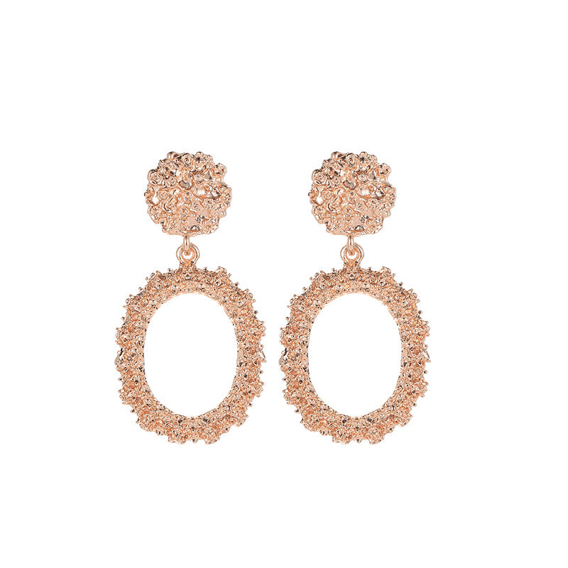 Exaggerated Circle Embossed Ladies Earrings
