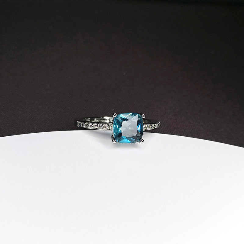 Four Prong Sapphire Moissanite Diamond Ring