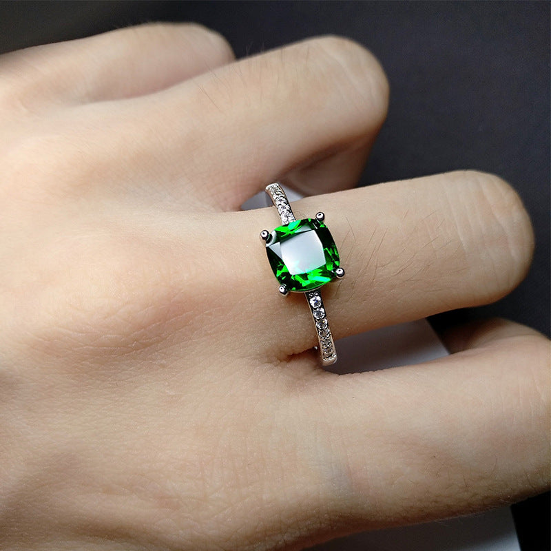 Four Prong Sapphire Moissanite Diamond Ring