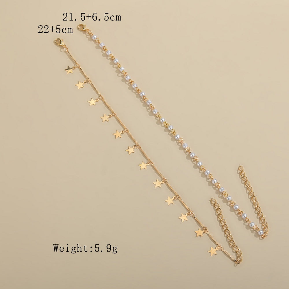 Metal five-pointed star anklet