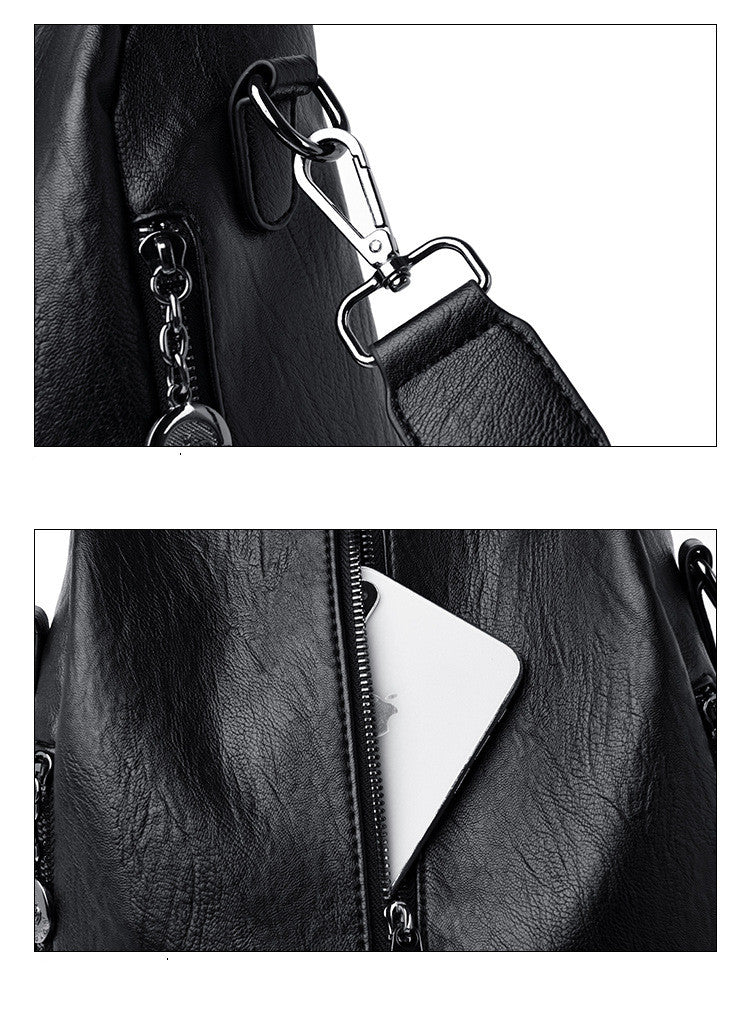 Large-capacity casual cowhide backpack