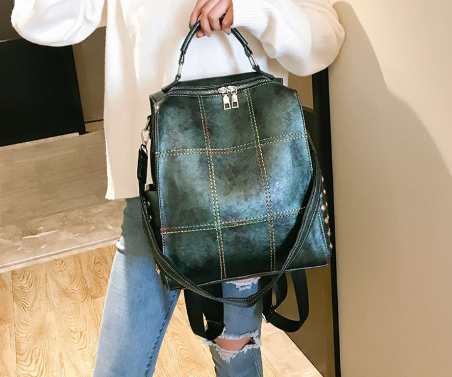 Retro soft leather backpack handbag