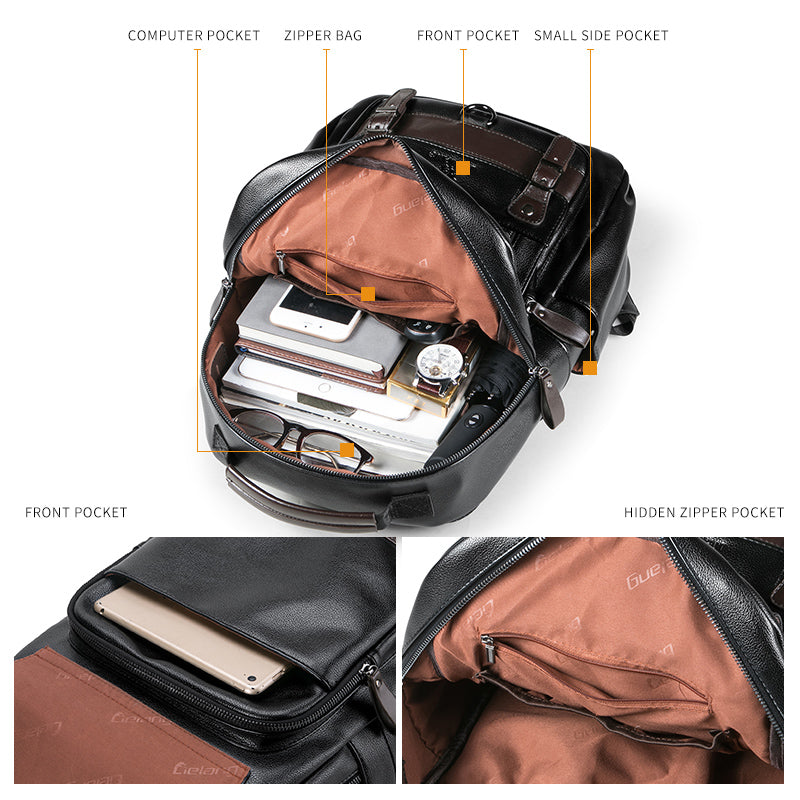 Men's Travel Leather Computer Backpack