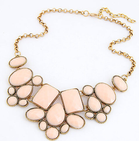 Metallic Luxury Fashion Bright Geometric Polygon Temperament Short Necklace