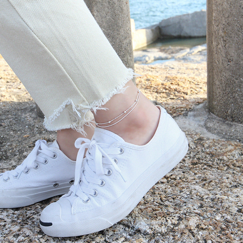 Wild double bead chain anklet