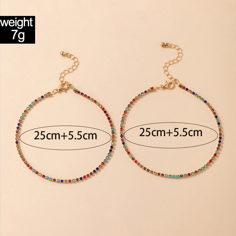 Simple Geometric Full Diamond Multi-layer Anklet