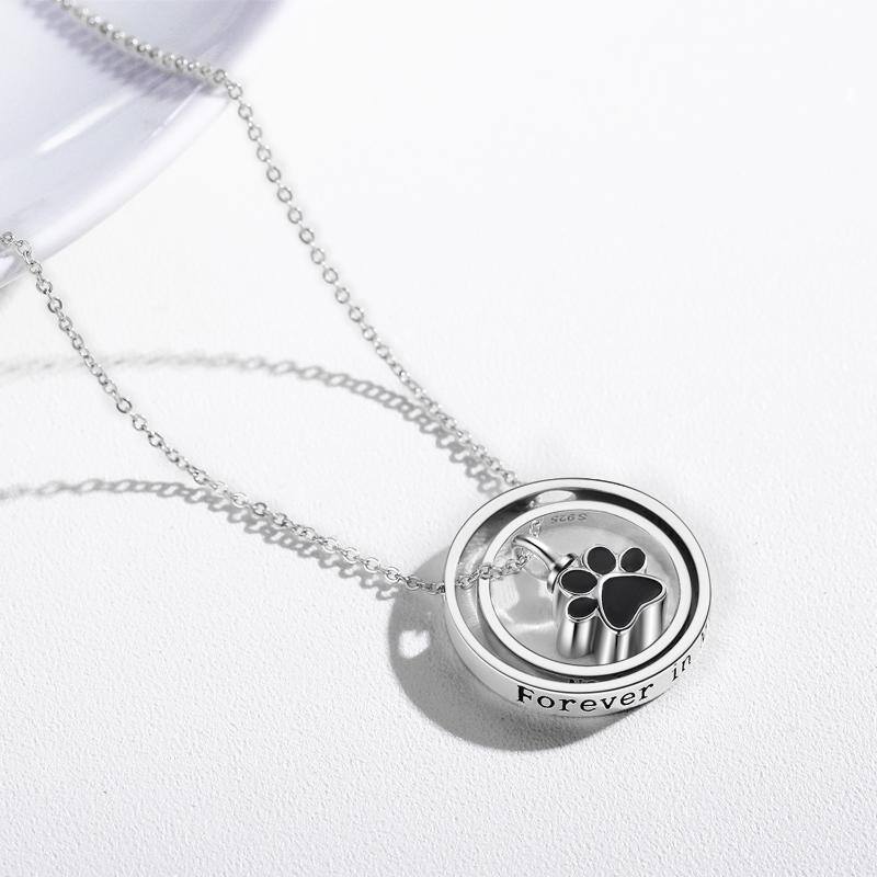 925 Sterling Silver Cremation for Ashes Paw Urn Necklace for Cat Dog Ashes Memorial Keepsake