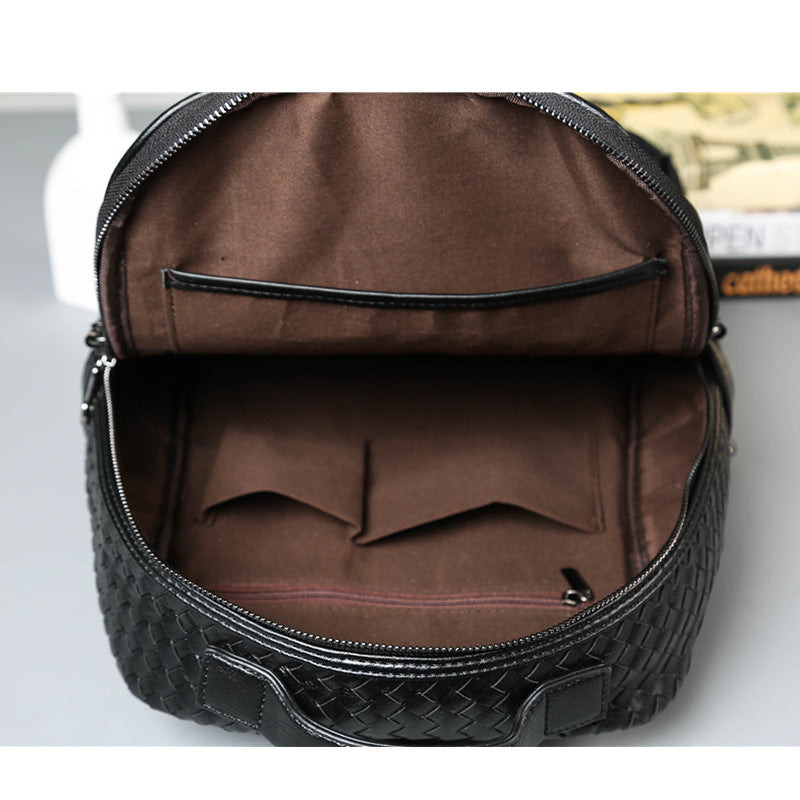 Fashion PU Woven Business Casual Backpack