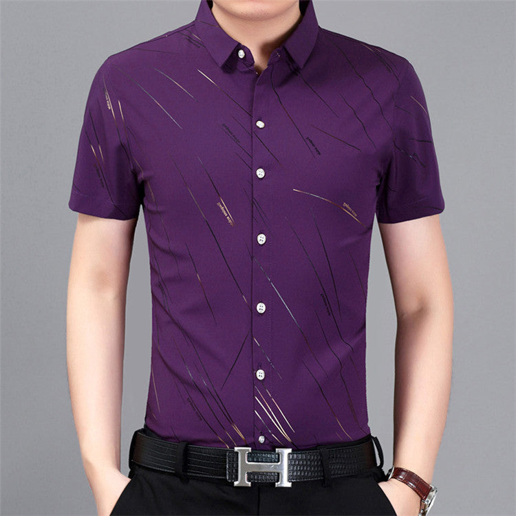 Color cotton short-sleeved shirt