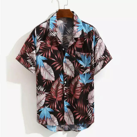 Printed button casual short sleeve