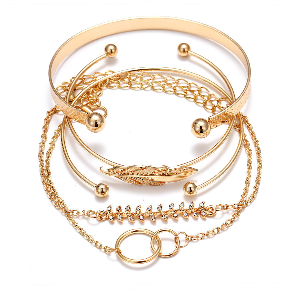Floral leaf five-piece chain