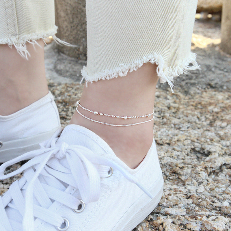 Wild double bead chain anklet