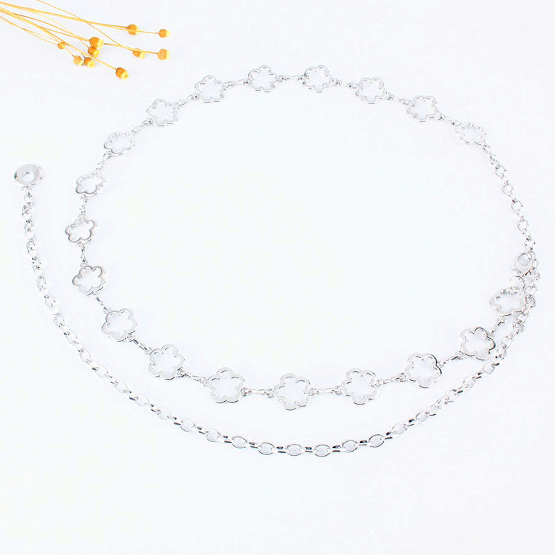 Metal Waist Chain Accessories Flower Thin Belt