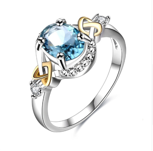 Ladies Wedding Ring S 925 Sterling Silver Ladies Fine Jewelry Blue Oval Ring Bridal Engagement Party Bijoux Femme R542
