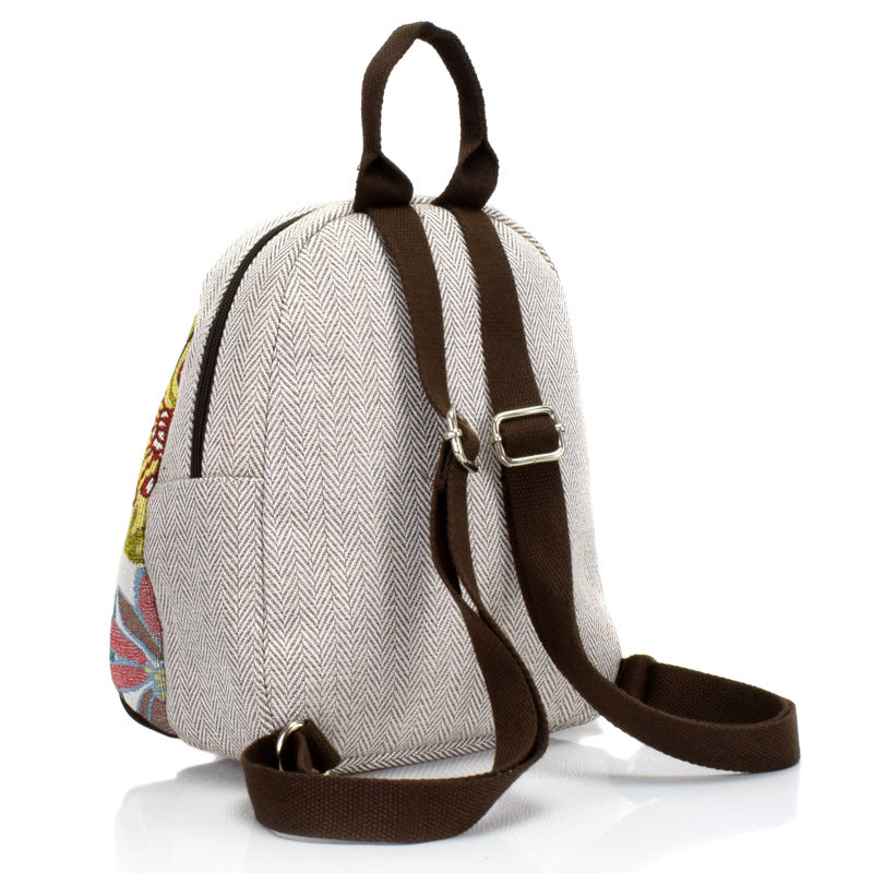 Retro cotton and linen woven school bag
