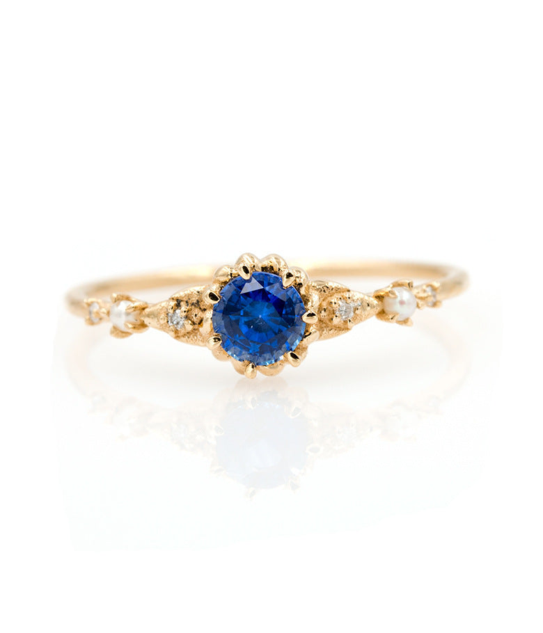 Cross-border Sources European And American Rings Octagonal Sapphire 18K Ring Bracelet