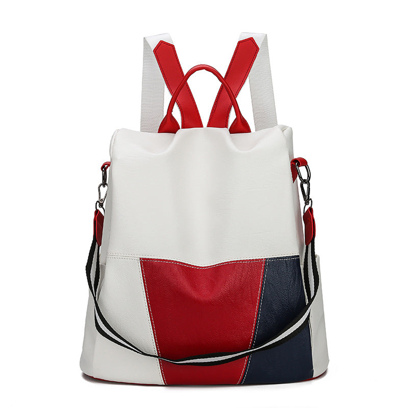 Contrast soft leather backpack