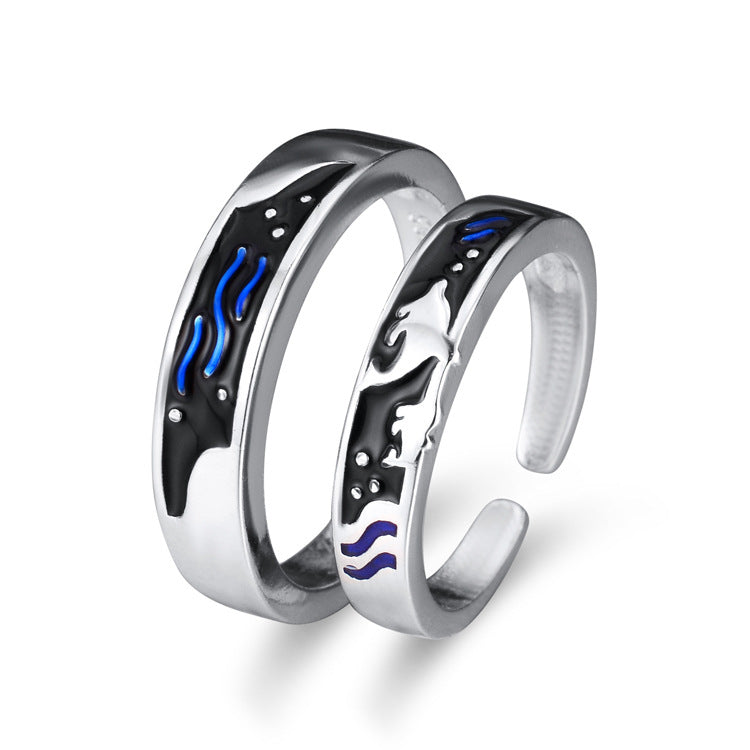 Sea And Whale Epoxy Couple Men And Women Pair Rings Simple Rings