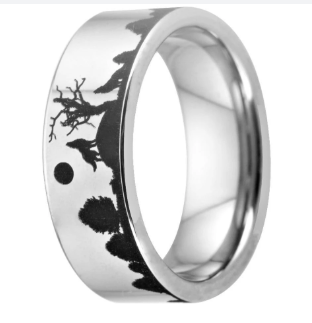 Wolf design rings for women, men's wedding band, 8mm silver tungsten ring, party jewelry engagement ring