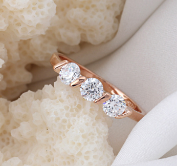 High quality zircon micro plated genuine gold engagement ring