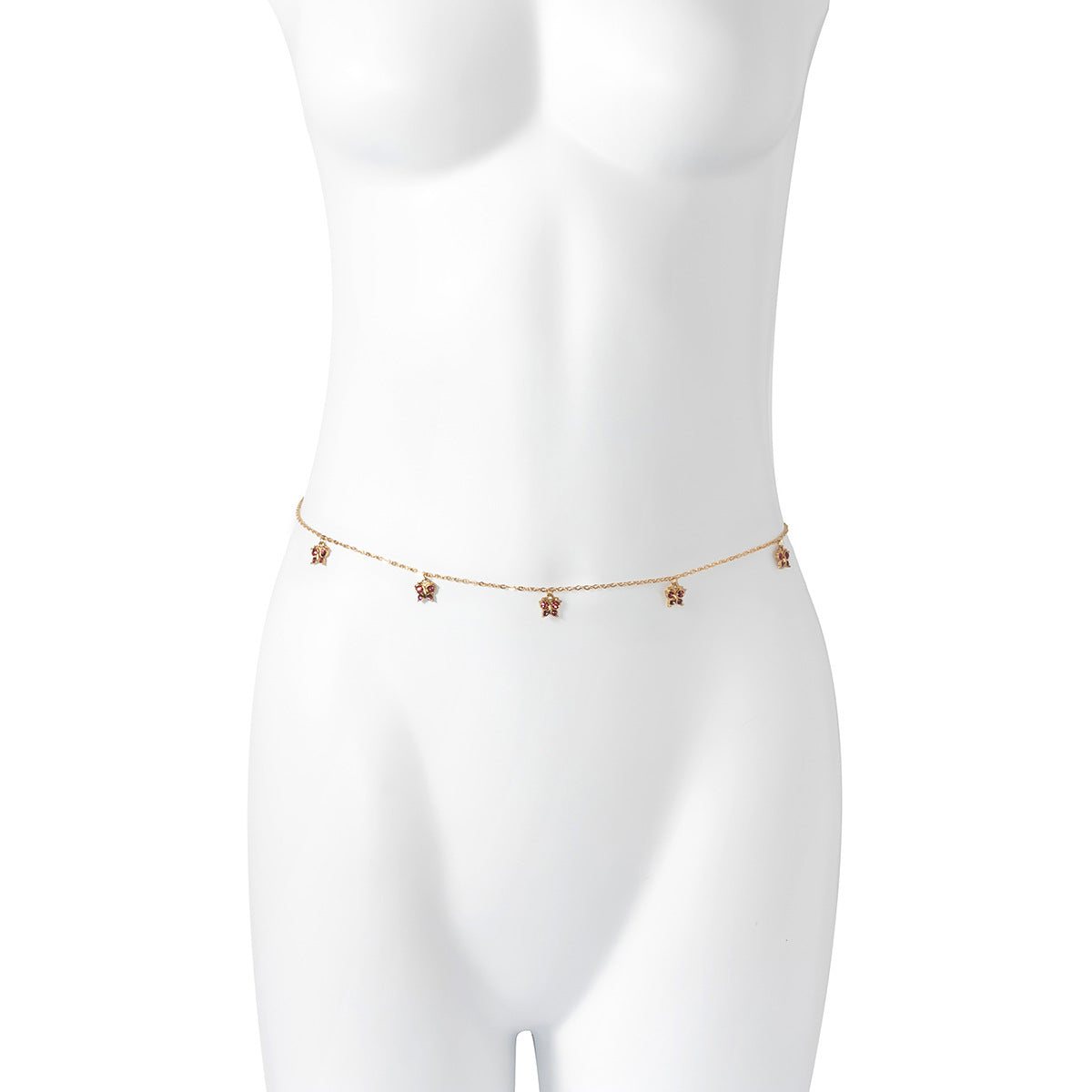Simple Butterfly Micro-inlaid Tassel Waist Chain Female Sexy Beach Ins Sweet Cool Body Chain