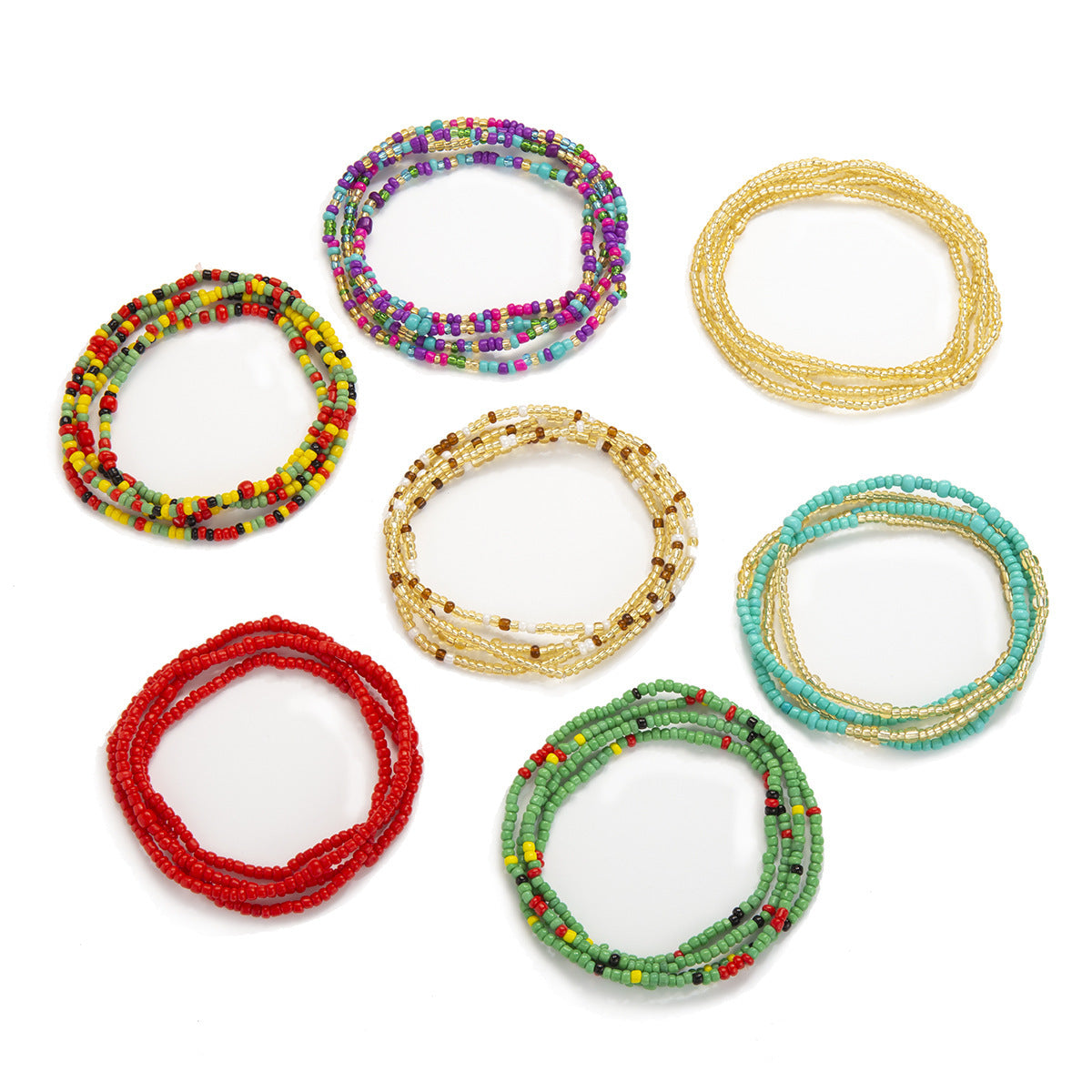 Hand Beaded Contrast Color Beaded Waist Chain Multilayer Mix And Match