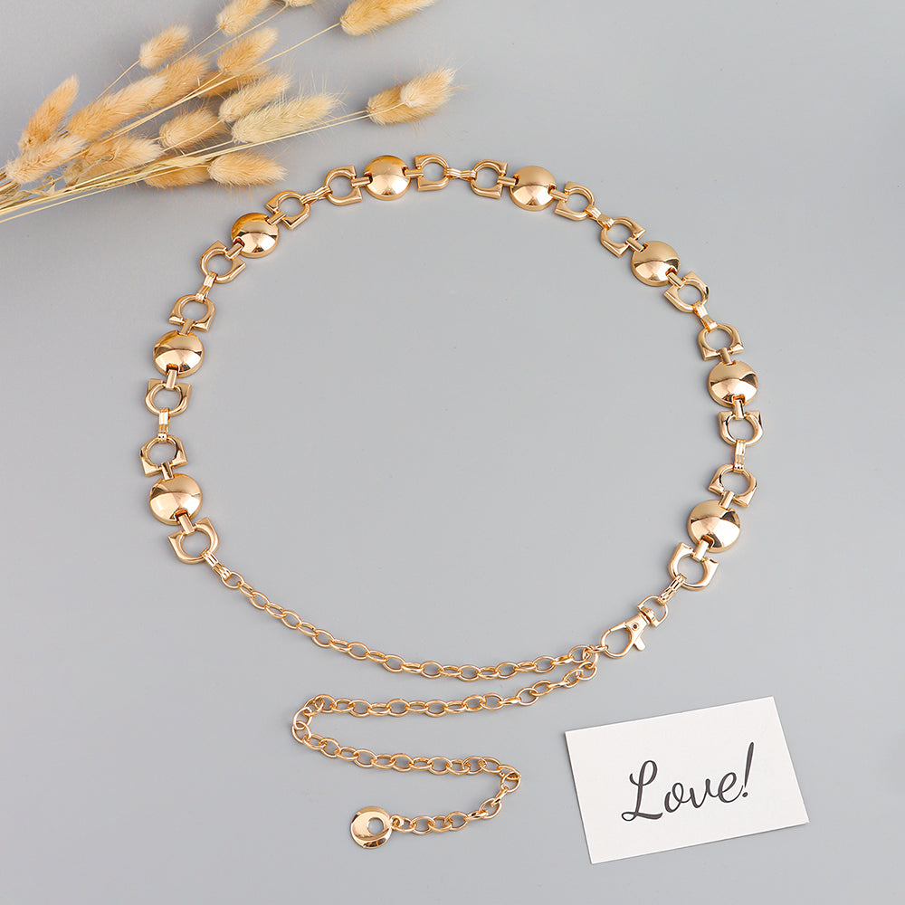 Creative Exaggeration Waist Chain Accessories Gold Silver Hip Hop Punk Metal Chain Ladies Geometric Personality Retro Body Chain