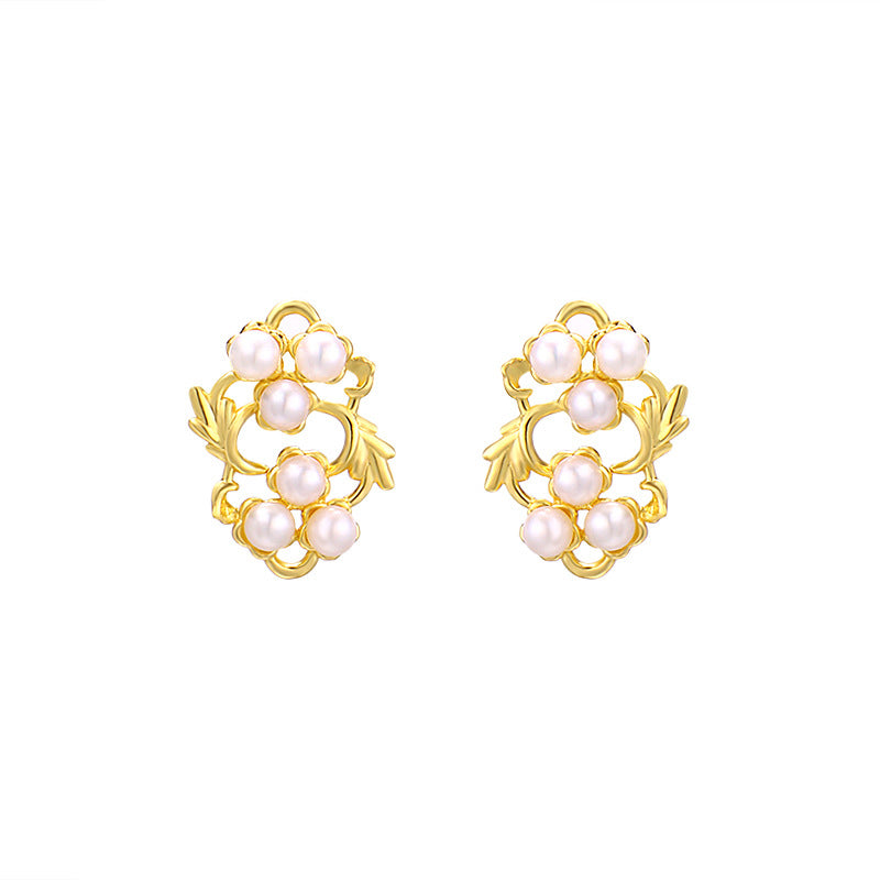 Women's Leaf Flower Pearl Earrings