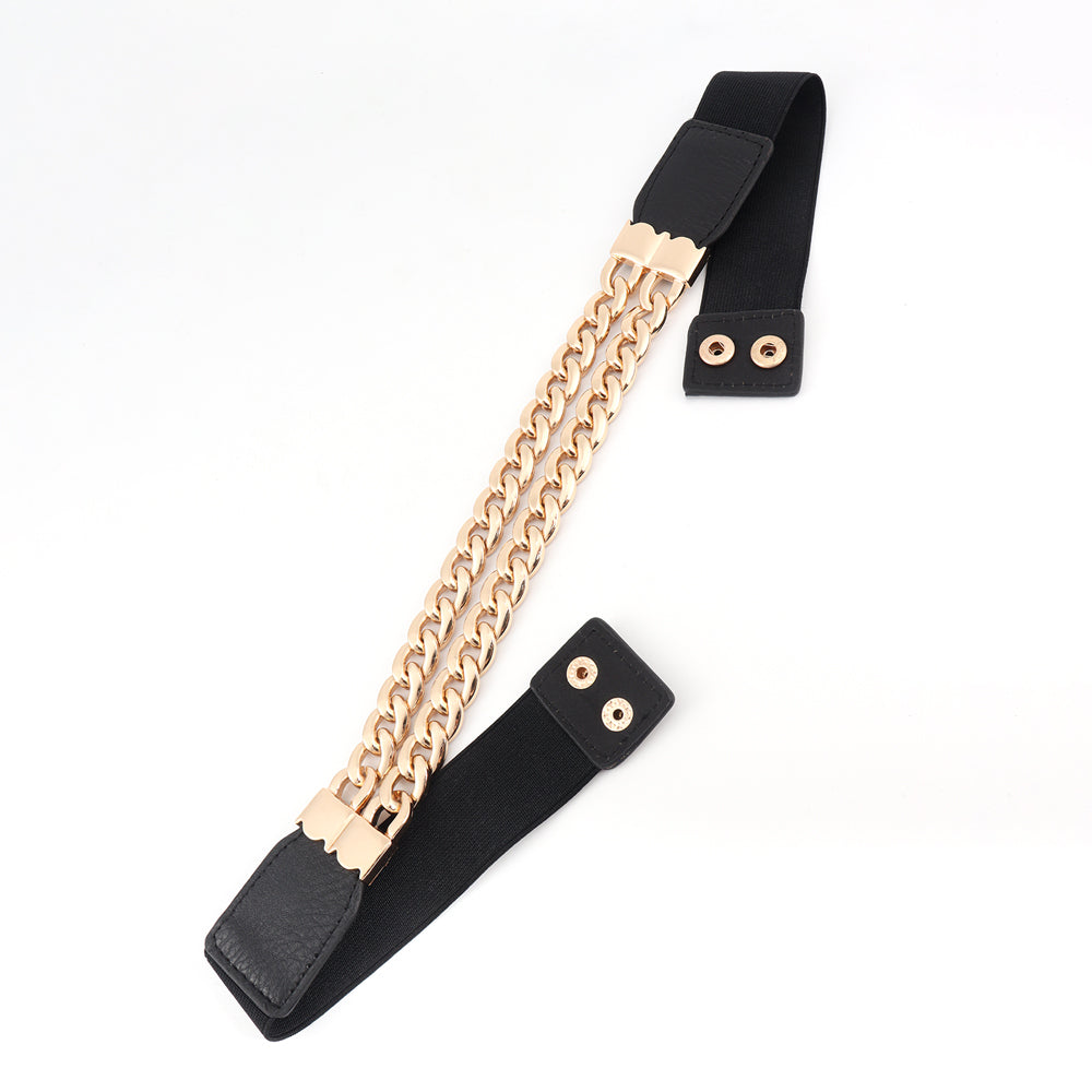 New Ladies Belt Double Thick Chain European And American Wind Elastic Elastic Waist Seal Decorative Dress Suit Jacket Fashion Slim Waist Wide Belt