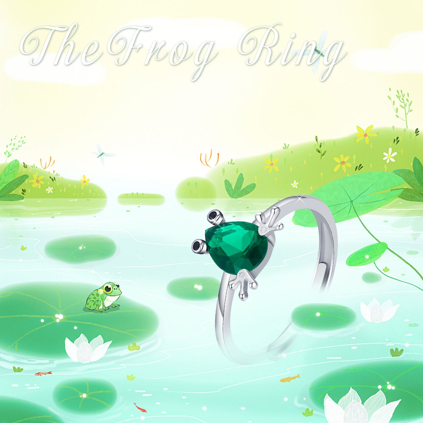 Sterling Silver Frog Green Cubic Zirconia Rings