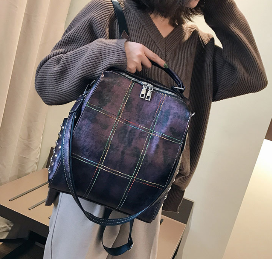 Retro soft leather backpack handbag