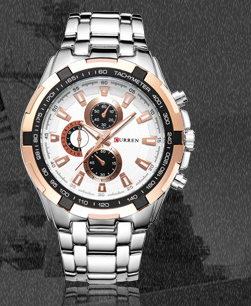 Business fashion casual sports six-needle steel belt men's quartz watch