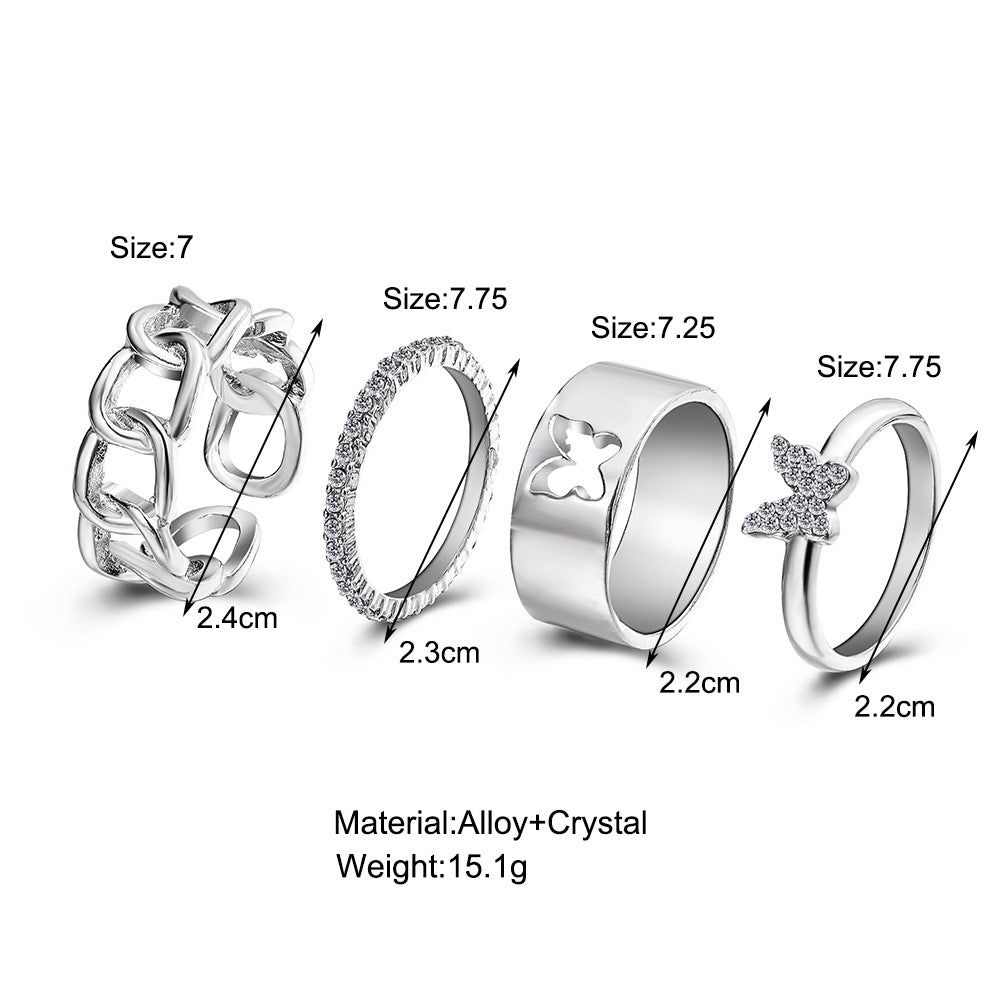 Women's Inlaid Rhinestone Ring Bare Retro Gold