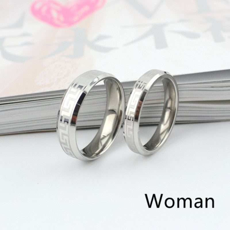 Men's And Women's Simple Couple Rings Great Wall Pattern