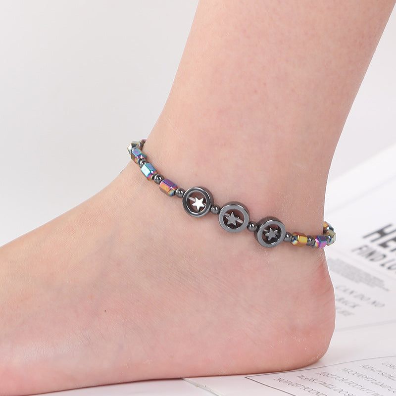 Rice Beads Colorful Straight Tube Magnet Anklet