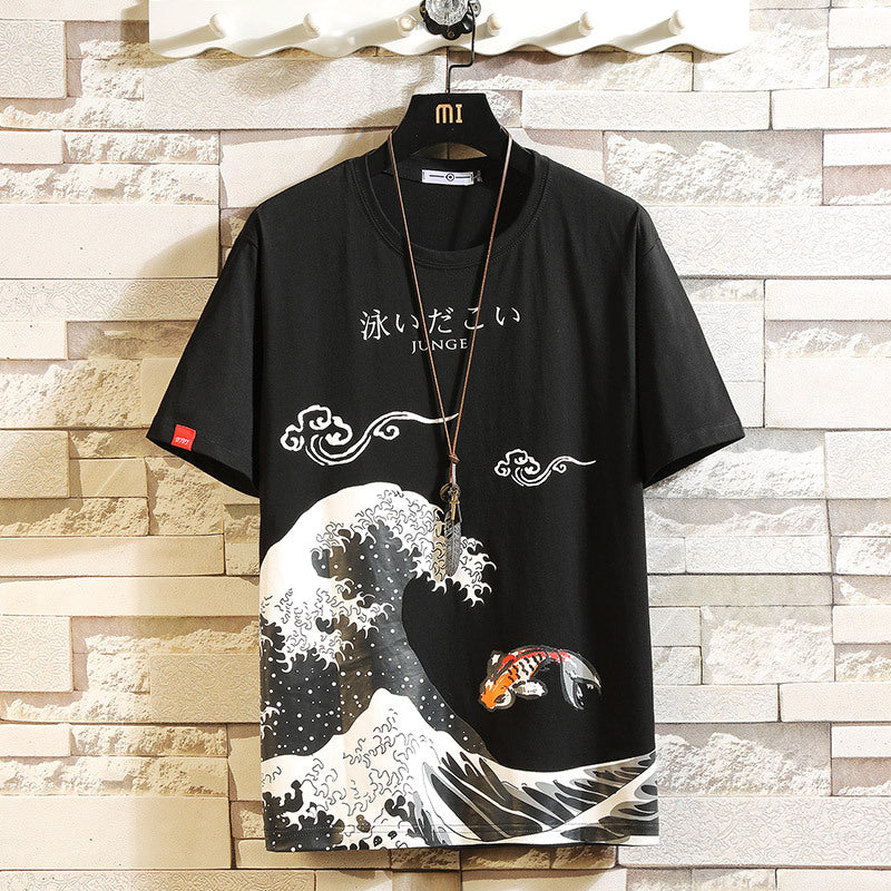 Men's casual printed large size short sleeves