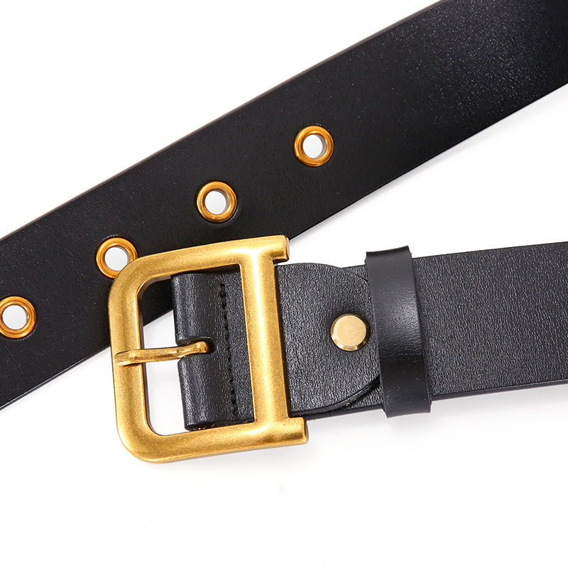 Leather cowhide wide girdle belt