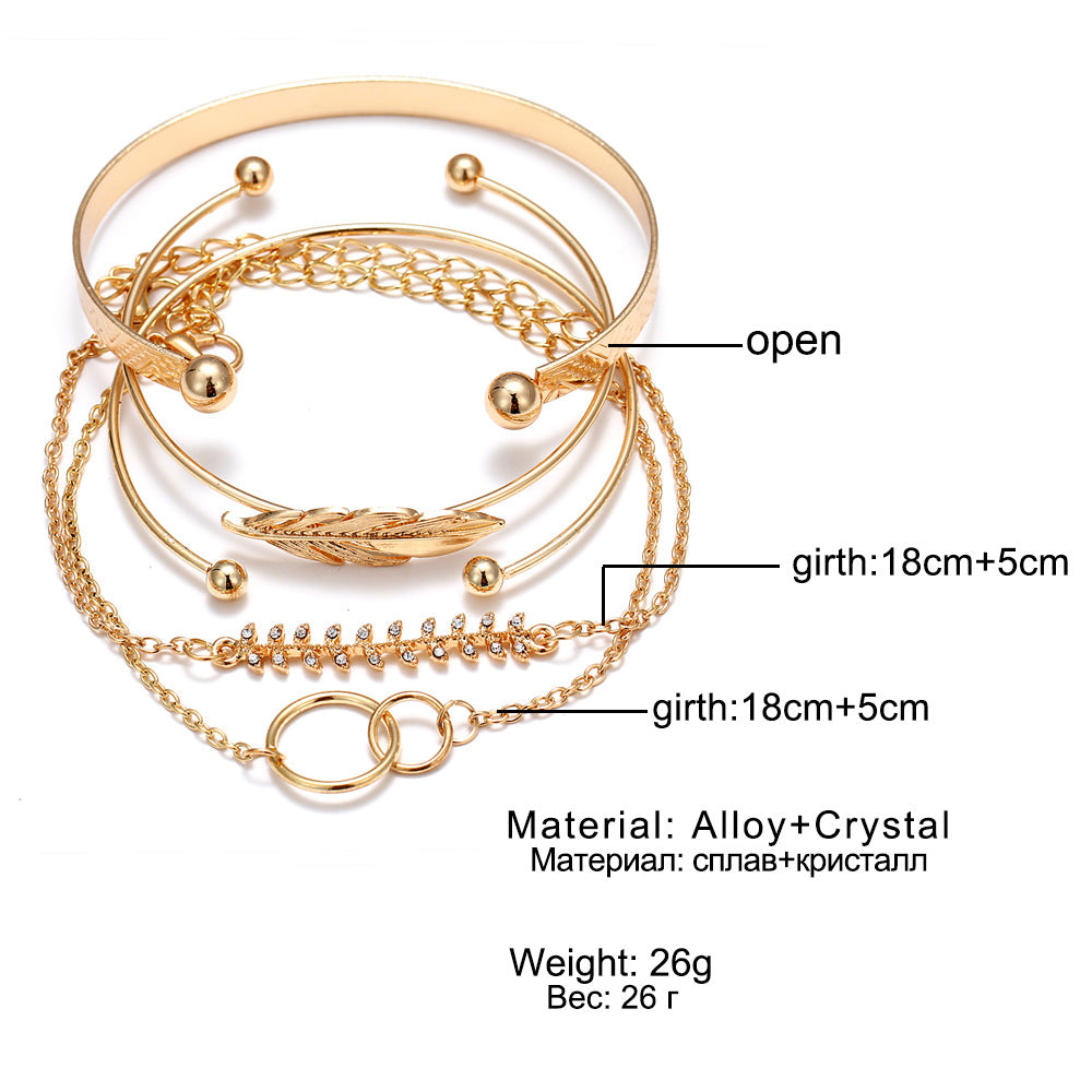 Floral leaf five-piece chain