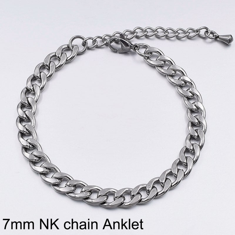 Niche Design Girlfriends Titanium Steel Anklet Female Student Korean Version Of The Simple Forest Spot Not Inlaid Female Ankle Ring Male Tide