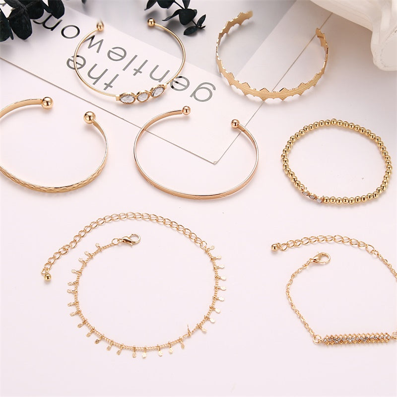 Ethnic 7-piece bracelet with diamonds