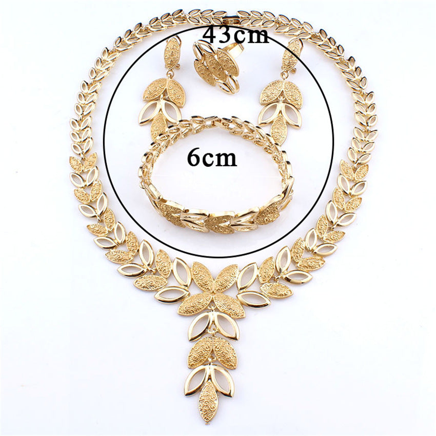 Four-piece Fashion Alloy Jewelry Necklace Earrings