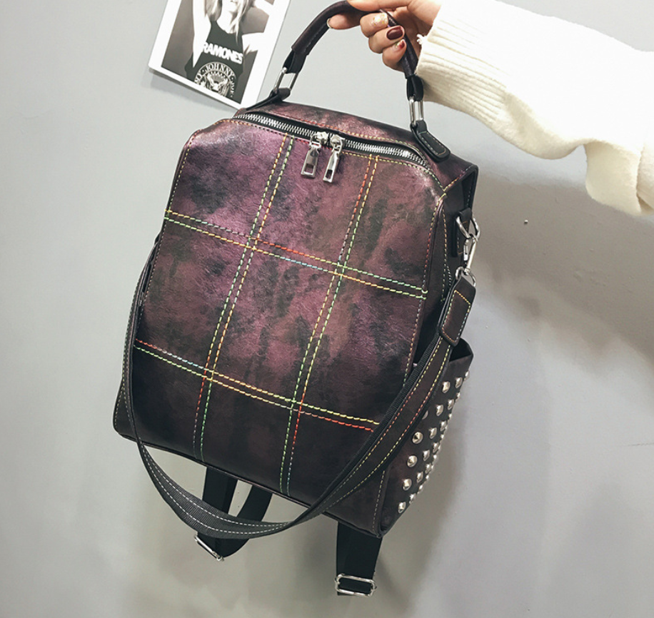 Retro soft leather backpack handbag