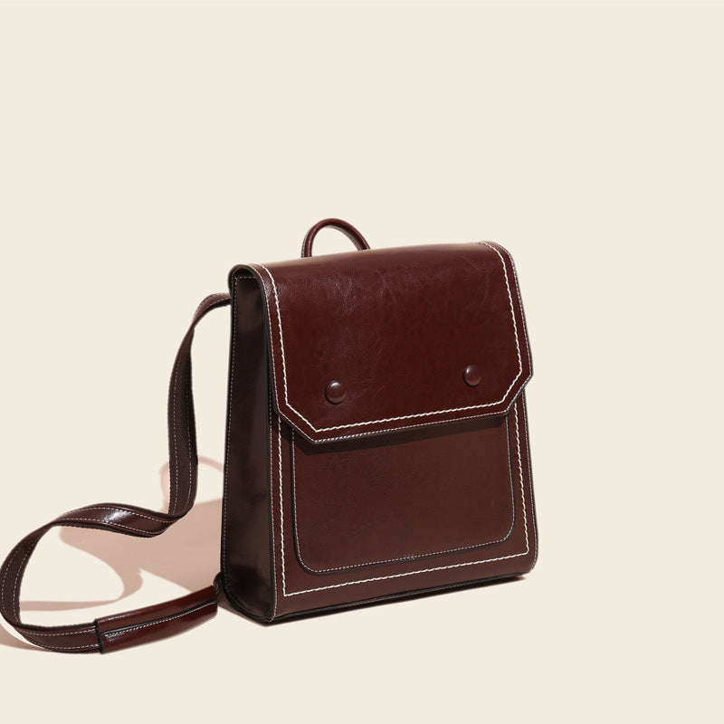 Women's Fashion Oil Wax Cowhide Shoulder Bag