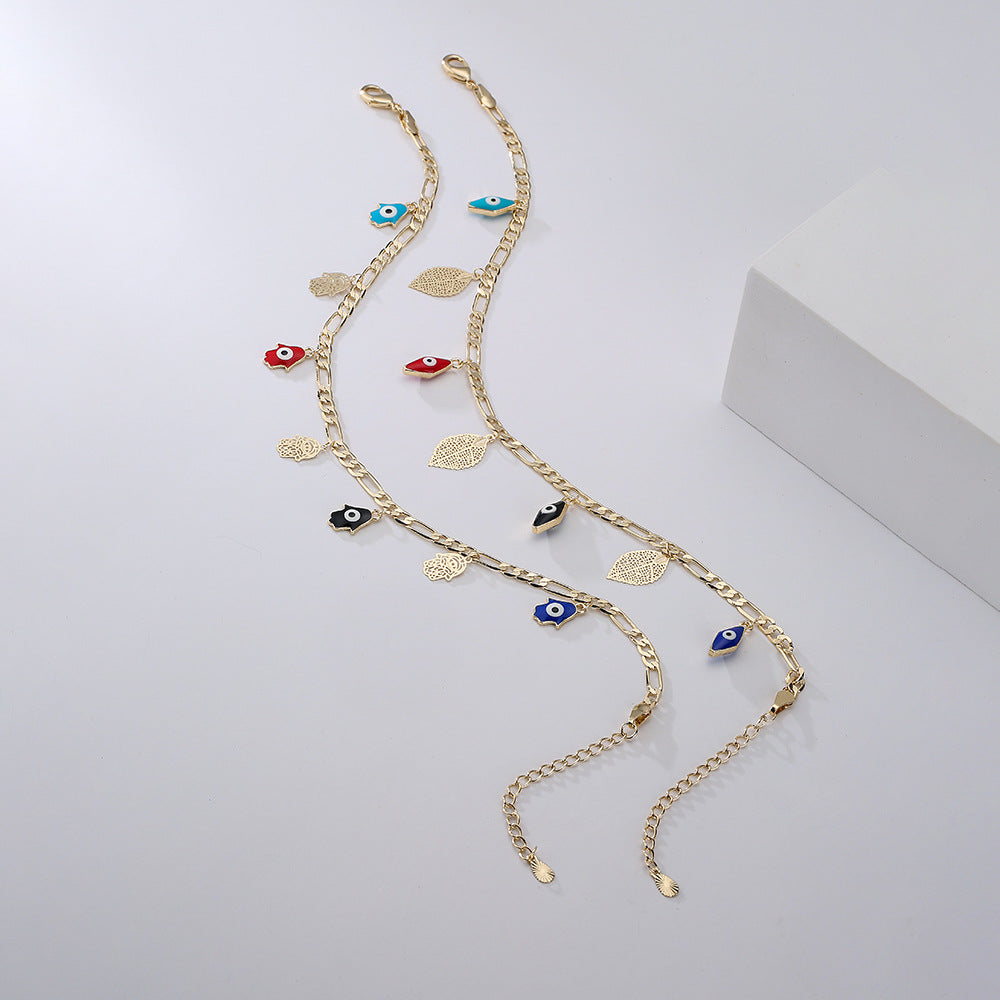 Tide Drip Oil Demon Eye Fatima Hand Anklet