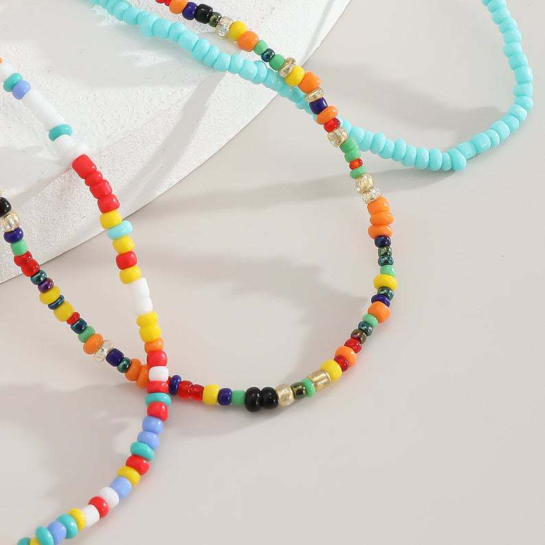 Bohemian multicolour handmade beading anklet