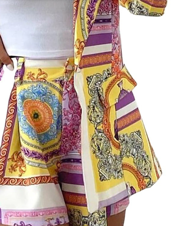 Autumn Fashion New Digital Colorblock Print Suit