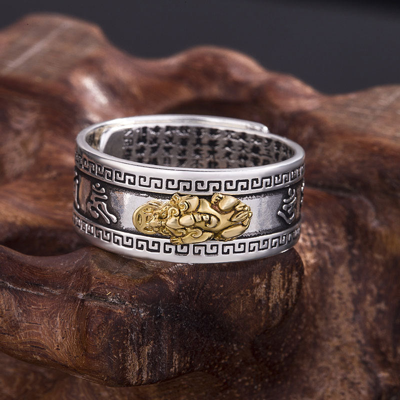Vintage Thai Silver Ring Money Pixiu Mascot Ring